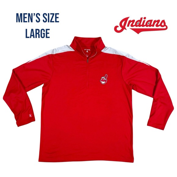 Antigua Other - Cleveland Indians Antigua 1/4 Zip Pullover Men's Large Red Chief Wahoo Guardians